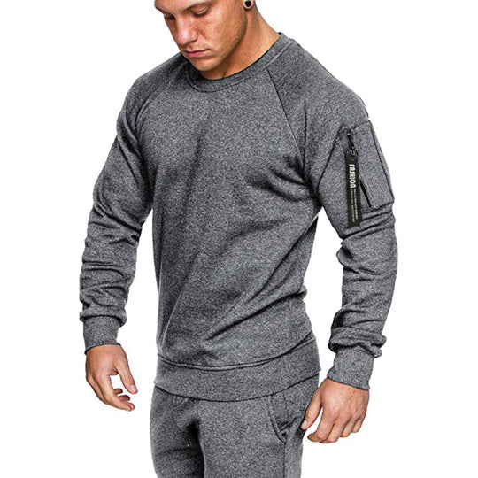 Herren sportlicher Sweatshirt mit praktischer Reißverschlusstasche EB