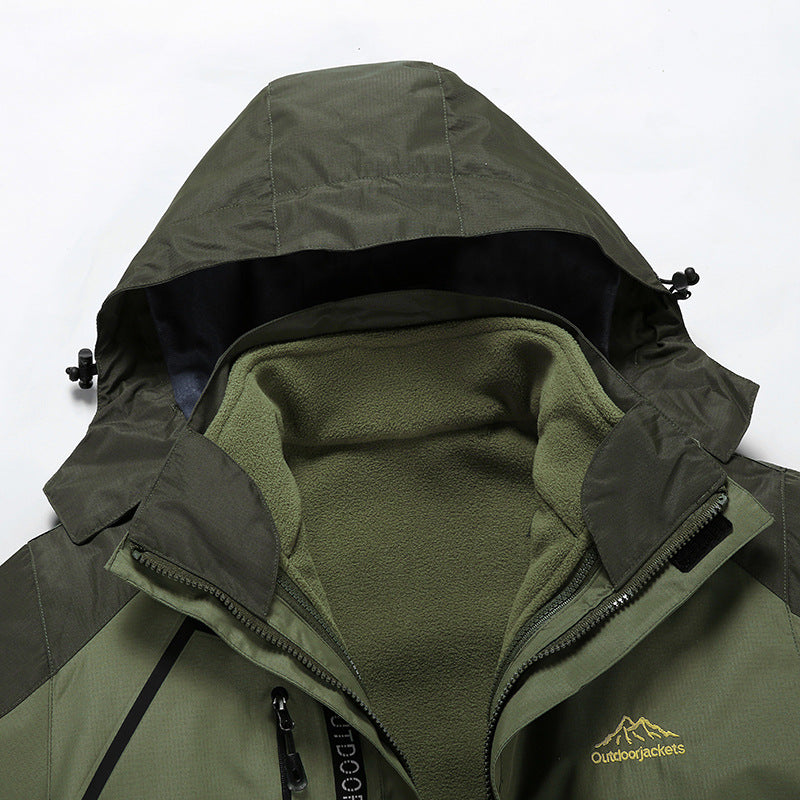Unisex Wasserdichte Softshell-Outdoorjacke mit Kapuze und Reißverschlusstaschen EB