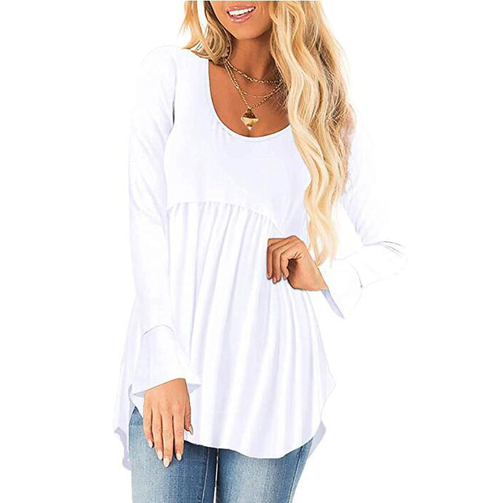 Damen weites Langarmshirt mit asymmetrischem Saum und lässigem Schnitt EB