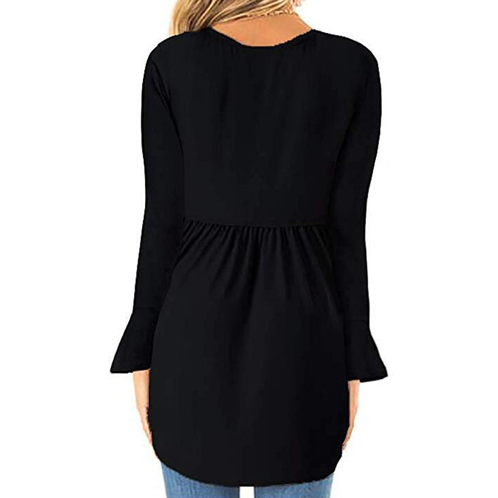 Damen weites Langarmshirt mit asymmetrischem Saum und lässigem Schnitt EB