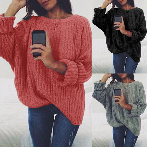 Damen Grobstrickpullover mit lockerer Passform und trendigem Rippenmuster EB