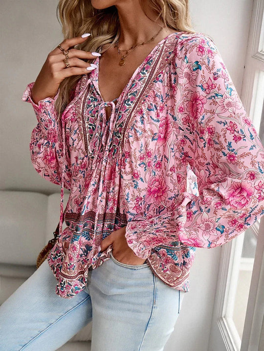 EB | Blumenbluse Mit Langen Ärmeln Für Damen