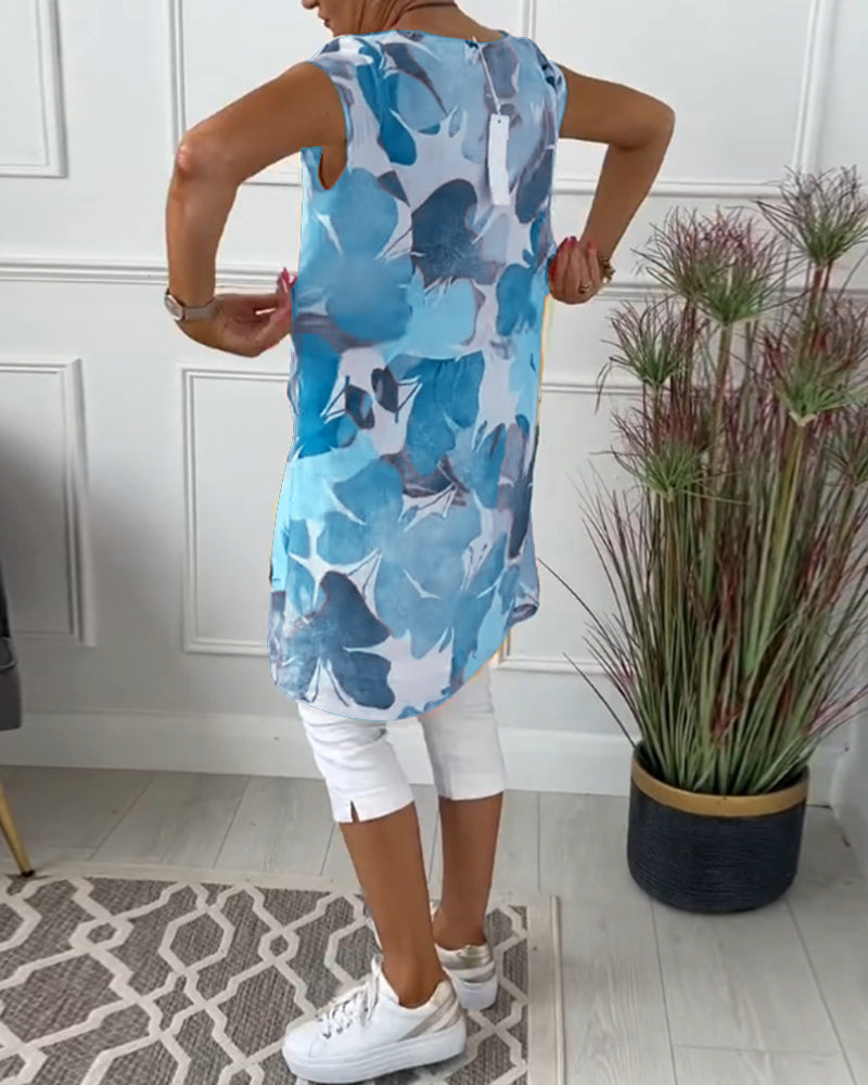 EB | Lässiges Longtop mit Farbenfrohem Blumenprint