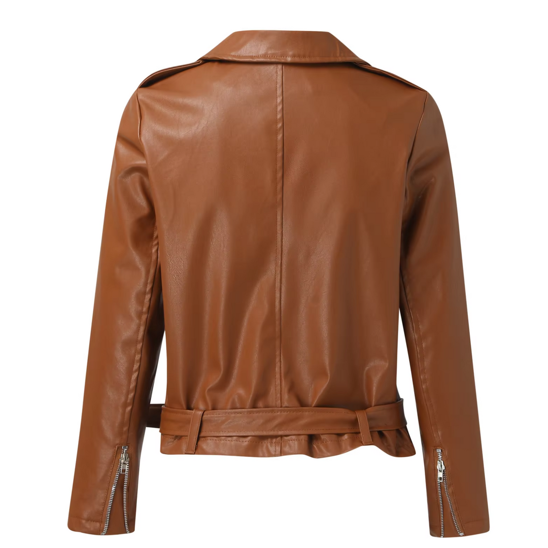 EB | jacke Damen Biker Modell mit Gürtel und Reißverschlussdetails