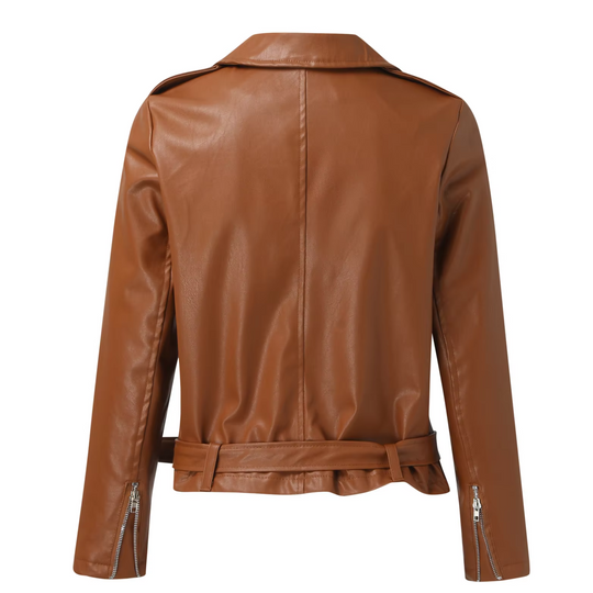 EB | jacke Damen Biker Modell mit Gürtel und Reißverschlussdetails
