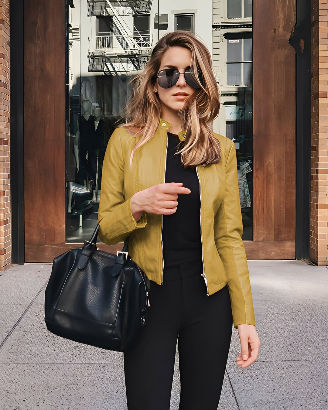 EB | Stylische, Slim-Fit Lederjacke für Damen