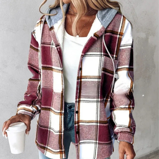 EB | Gestreifte Kapuzenstrickjacke