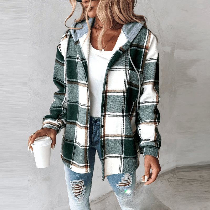 EB | Gestreifte Kapuzenstrickjacke