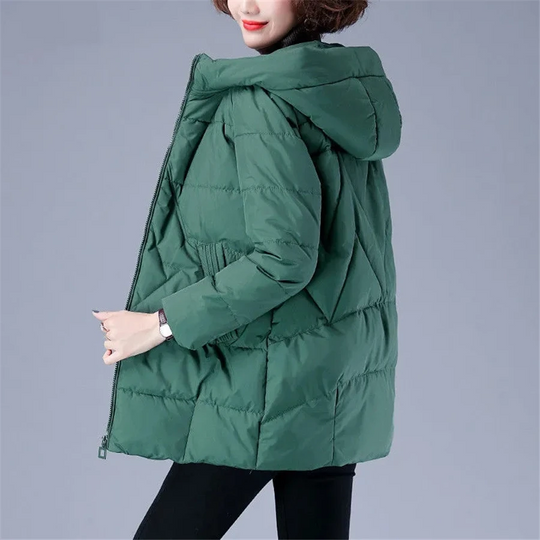 EB | Elegante unifarbene gerippte gesteppte Jacke mit Reißverschluss ideal für Herbst/Winter