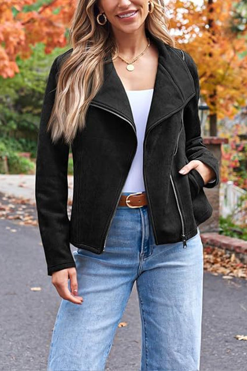 EB | Up Pocketed Faux Suede Motorradjacke (in 7 Farben)