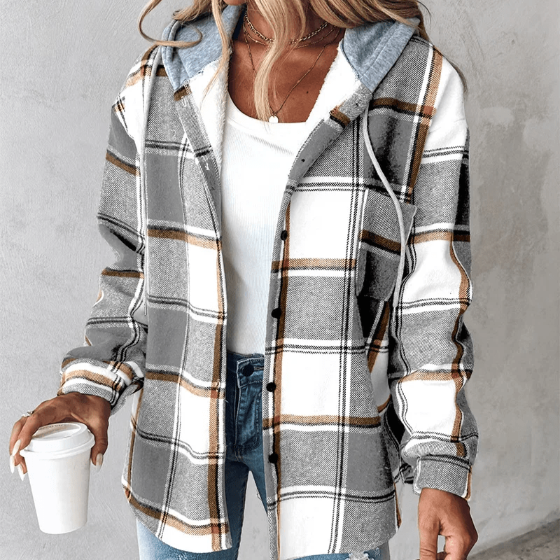 EB | Gestreifte Kapuzenstrickjacke