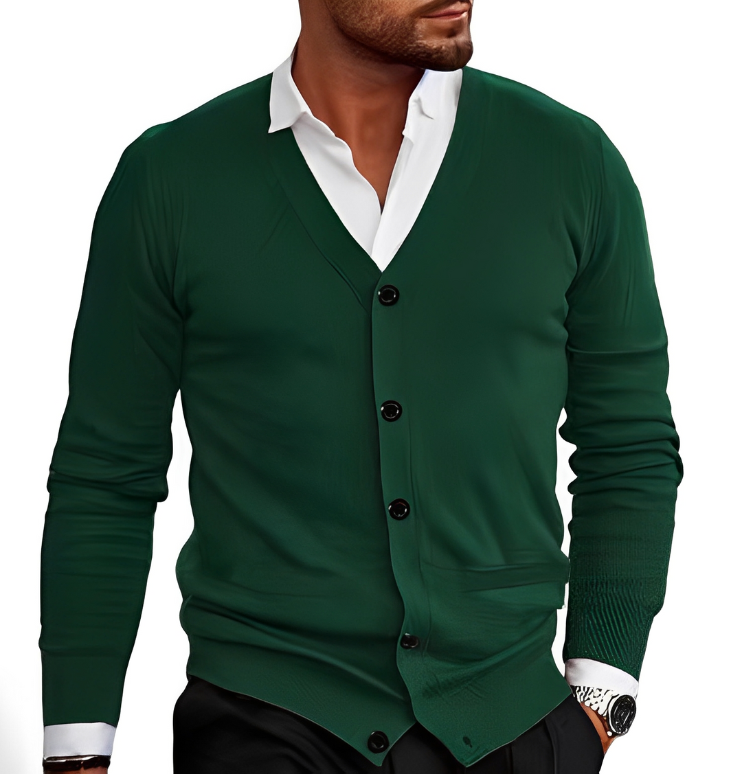 EB | Eleganter Cardigan mit Knopfblende für Herren