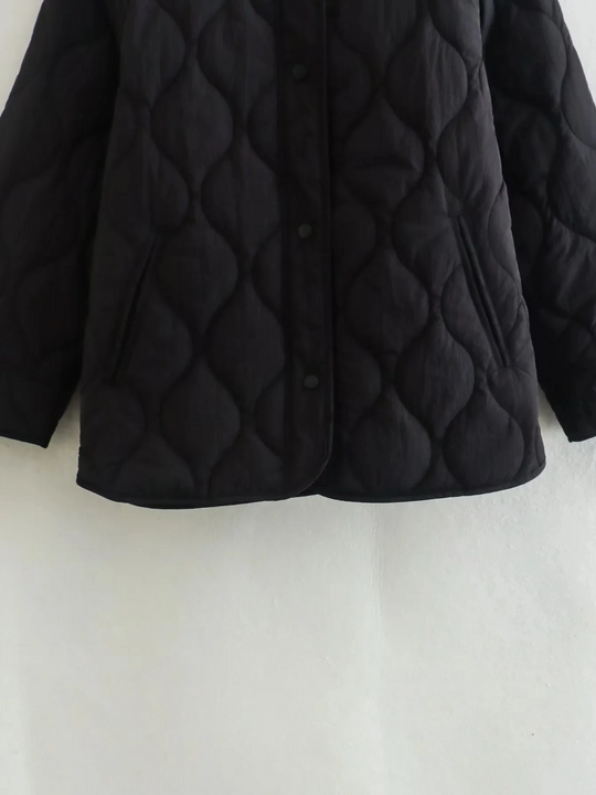 EB | Gepolsterte Jacke Damen, Leichtes Übergröße Modell mit Taschen, Knopfverschluss