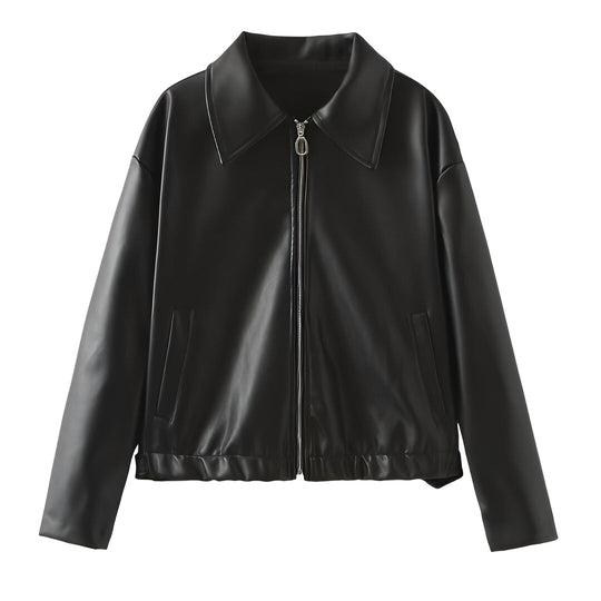 EB | Modische Lederjacke mit Reißverschluss für Frauen
