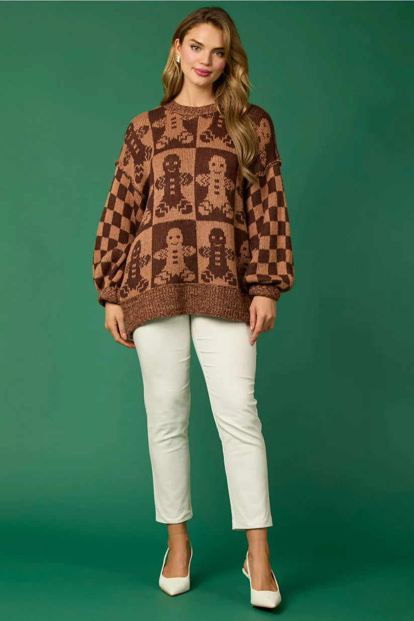 EB | Zuckerstangen-Weihnachtsnadeln & Lebkuchenmann Strickpullover