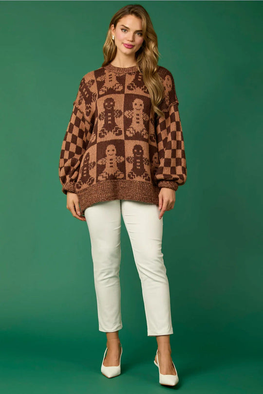 EB | Zuckerstangen-Weihnachtsnadeln & Lebkuchenmann Strickpullover