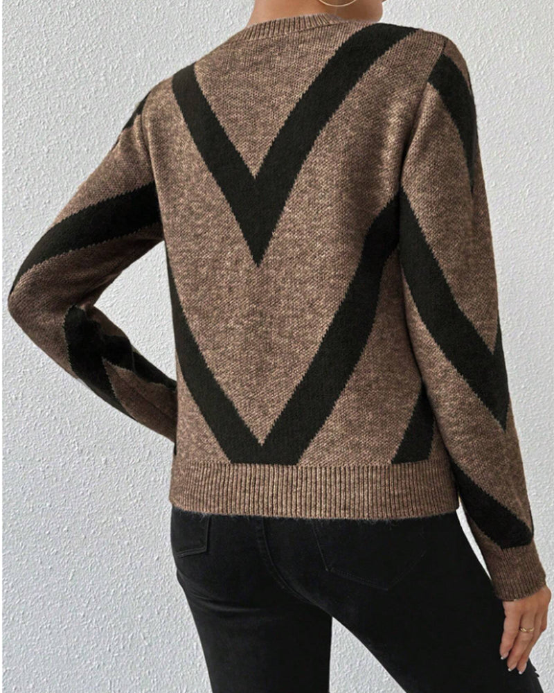 EB | Geometrischem Muster und Rundhalsausschnitt Merkmalen