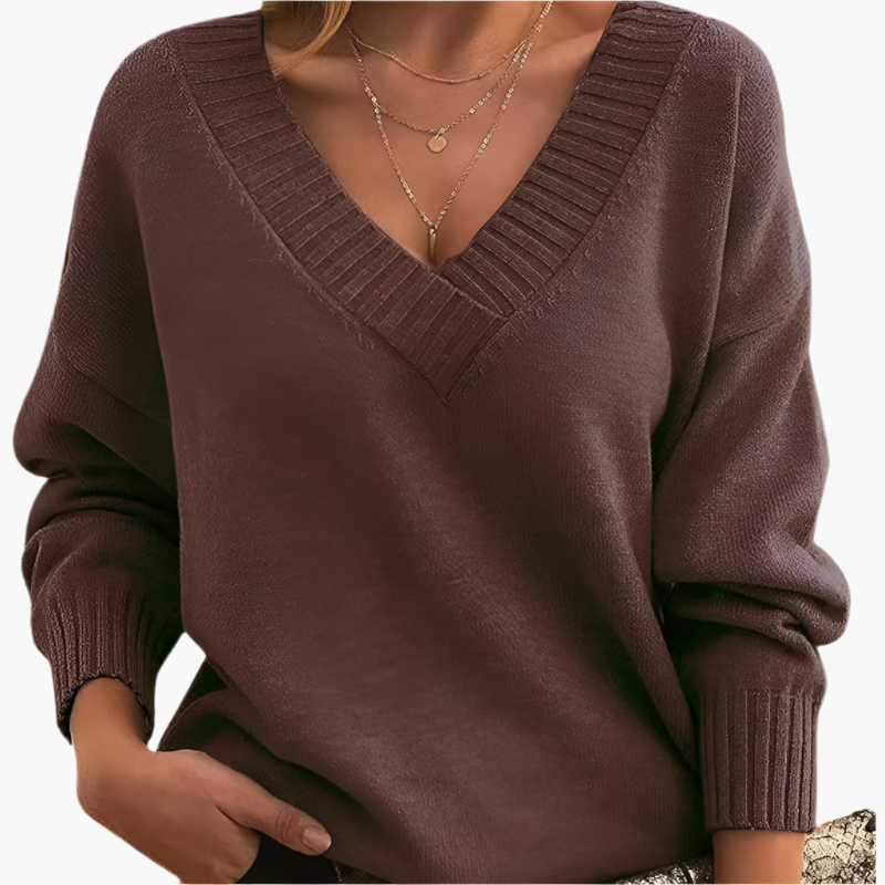 EB | V-Neck Pullover - Elegante Strickpullover Im Oversize-Stil für Alltag & Büro