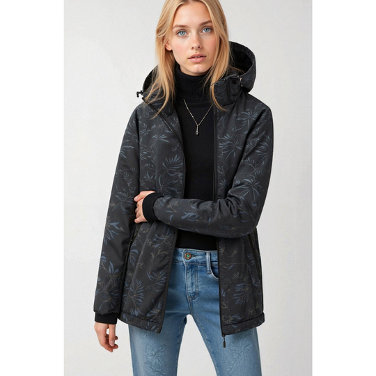 EB | Gedruckt Reißverschluss Winter Jacke - Kapuze
