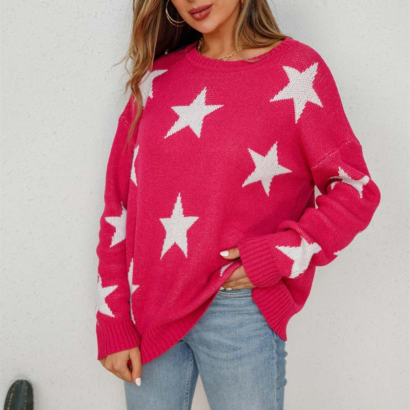 EB | Sternstrickpullover Mit Verspieltem Muster