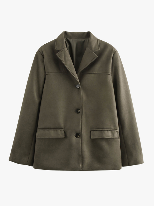 EB | Klassischer Blazer Aus Wildleder Imitat Braun