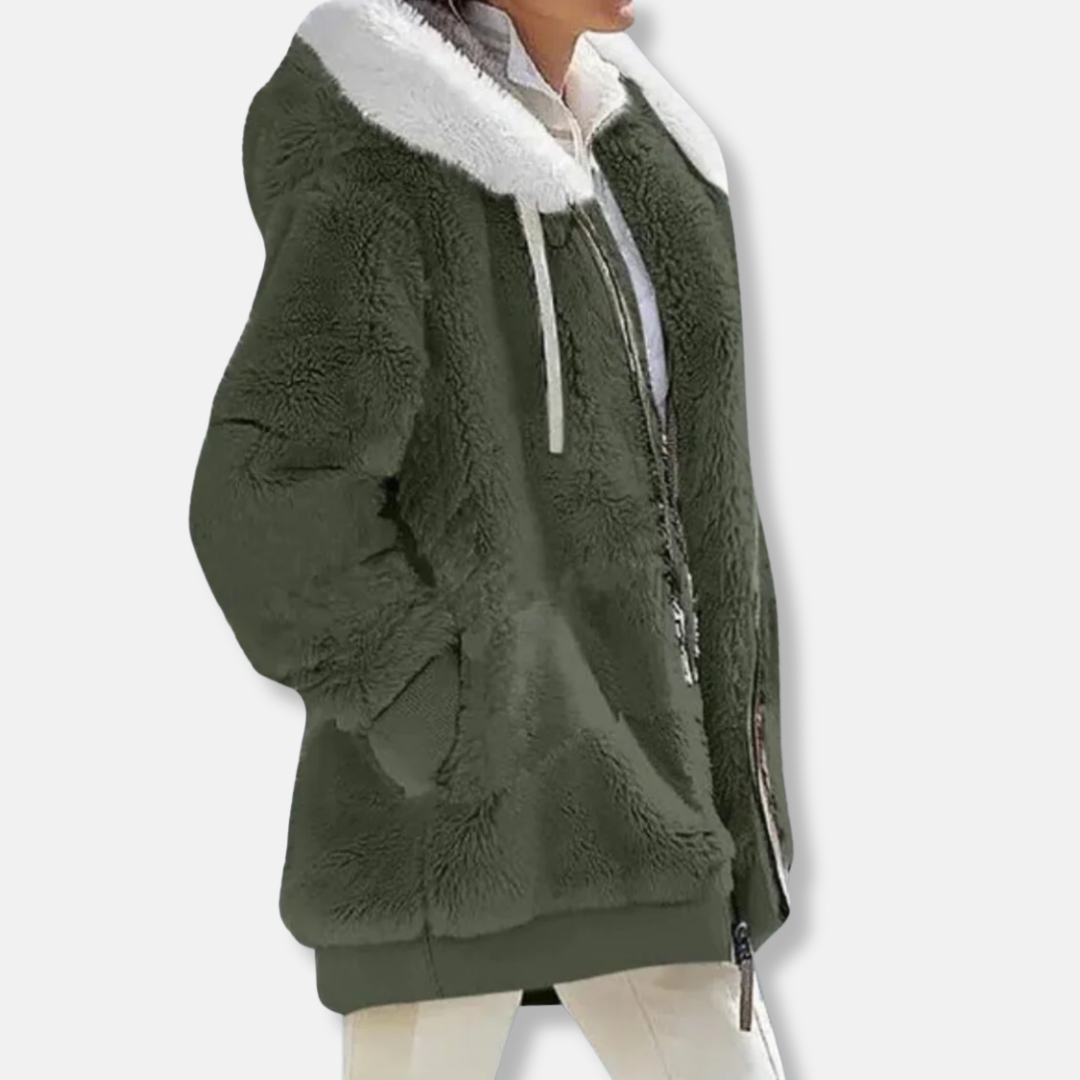EB | Fleece Übergroße Fleecejacke Kapuzen-Reißverschlussjacke