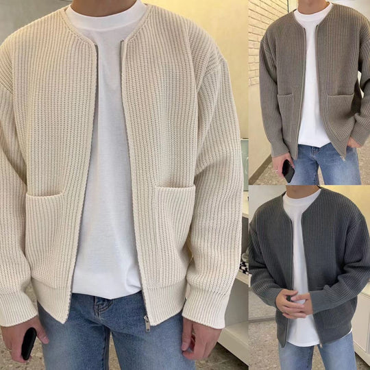 EB | Lockere Strickjacke mit Rippstrickdetails Komfort und Einfachheit