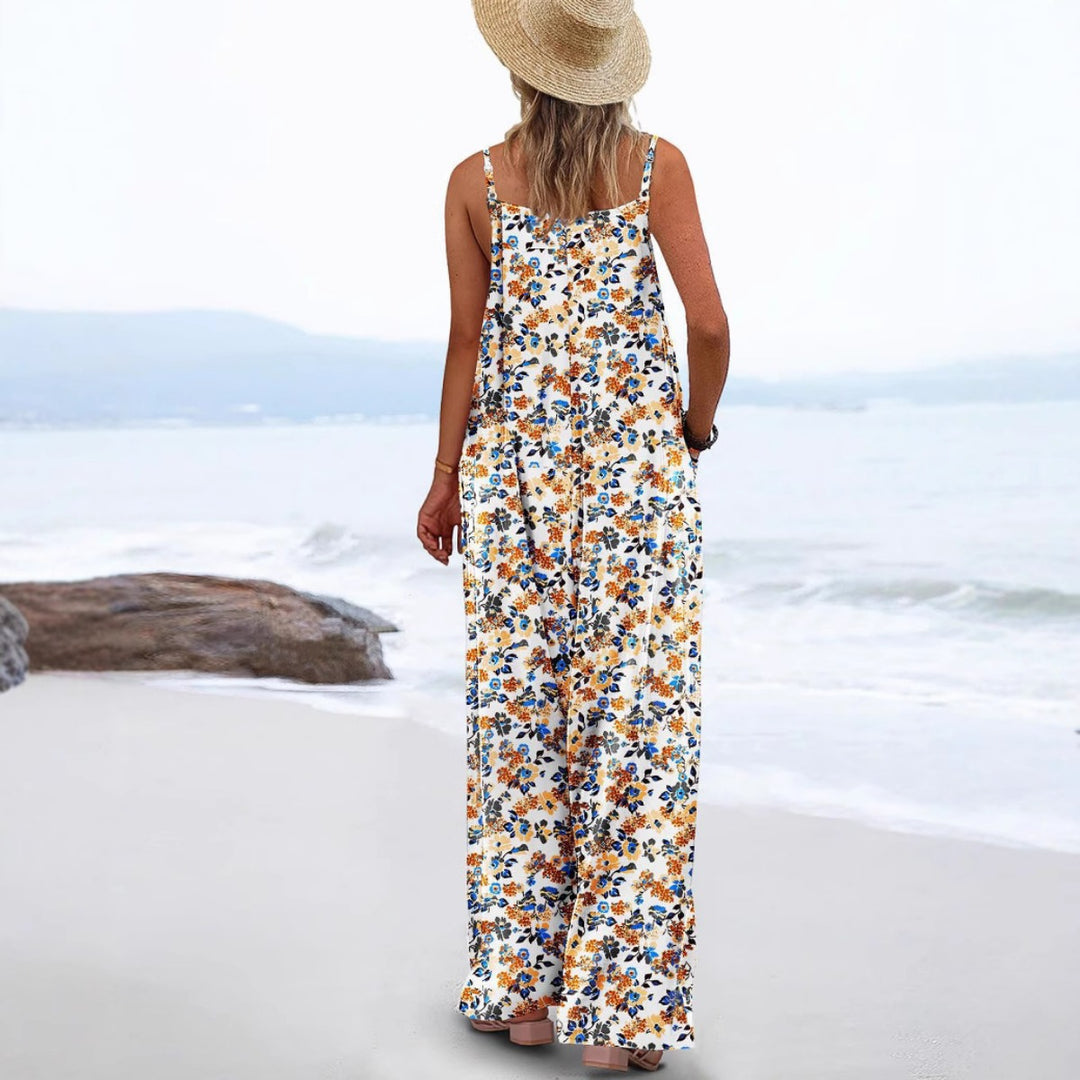 EB | Verstellbarer Schultergurt Druck lässig Hosenträger floral Jumpsuit