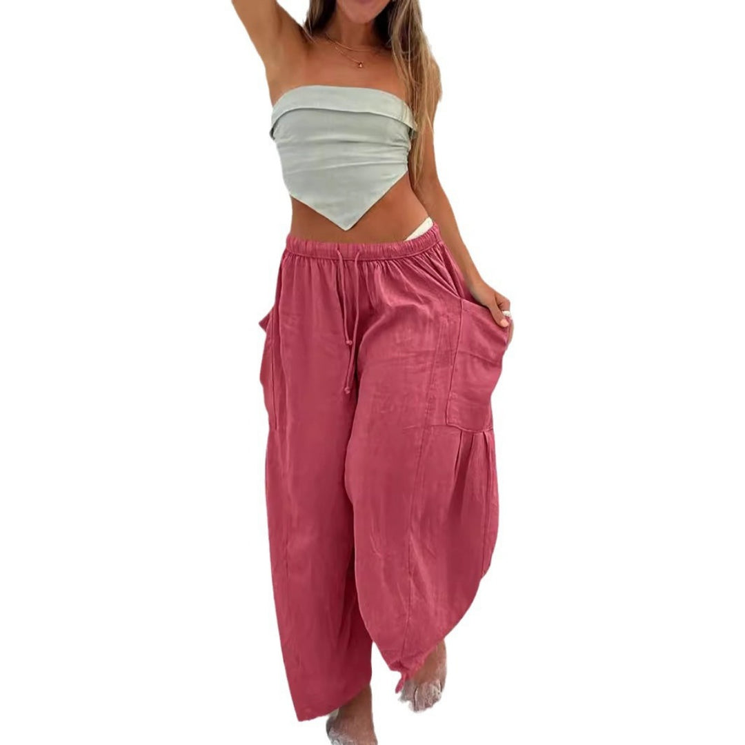 EB | Plissierte Hose mit weitem Bein und hoher Taille
