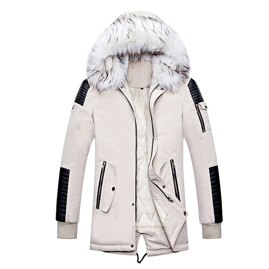 Herren Winterjacke mit abnehmbarem Kunstfellkragen und vielseitigen Taschen EB