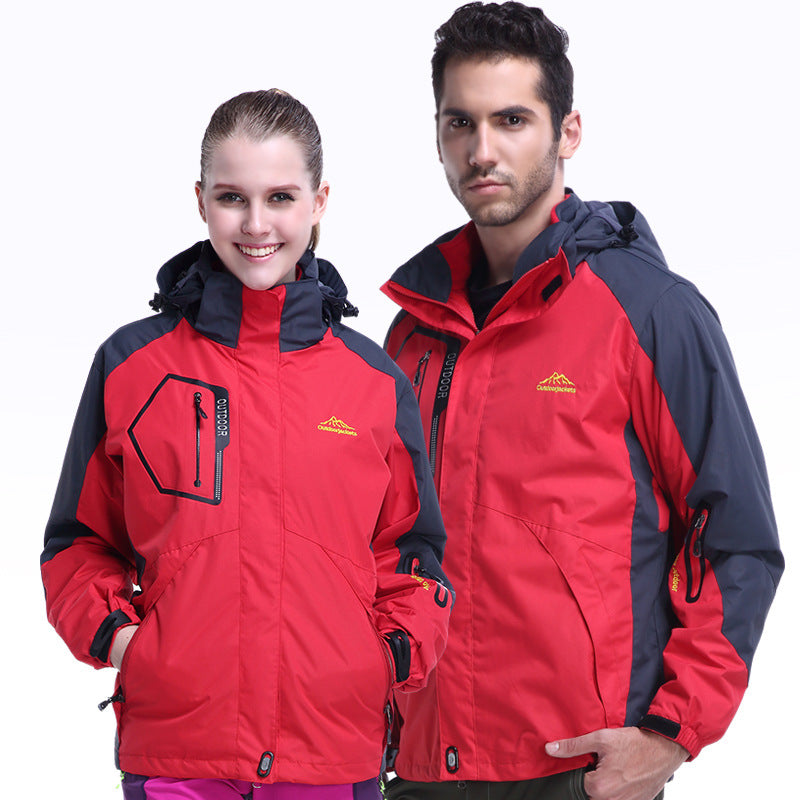Unisex Wasserdichte Softshell-Outdoorjacke mit Kapuze und Reißverschlusstaschen EB