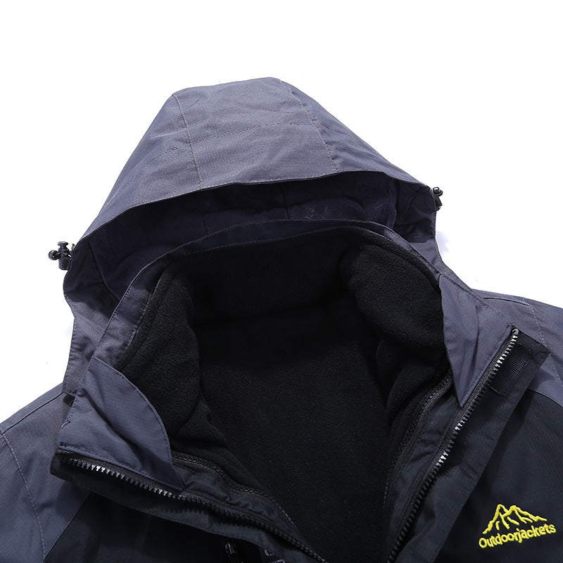 Unisex Wasserdichte Softshell-Outdoorjacke mit Kapuze und Reißverschlusstaschen EB