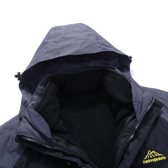 Unisex Wasserdichte Softshell-Outdoorjacke mit Kapuze und Reißverschlusstaschen EB