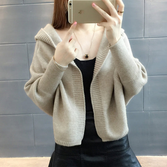 Damen Hübscher Strickcardigan mit Kapuze EB