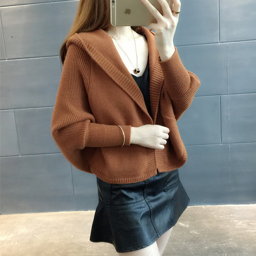 Damen Hübscher Strickcardigan mit Kapuze EB