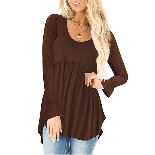 Damen weites Langarmshirt mit asymmetrischem Saum und lässigem Schnitt EB