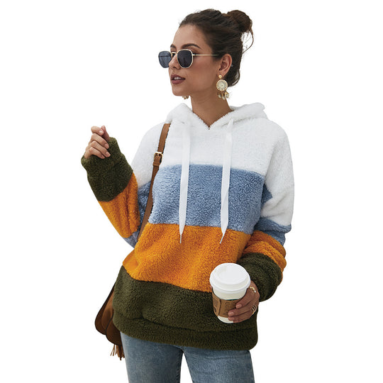Damen Kuscheliger Fleece-Hoodie mit Farbblockdesign EB