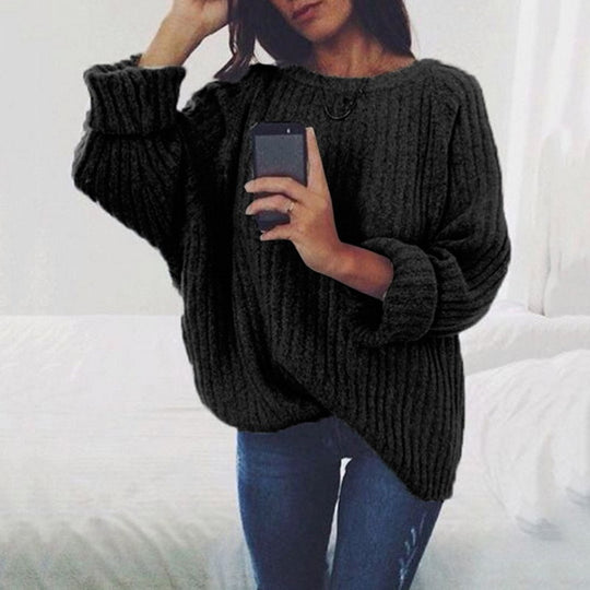 Damen Grobstrickpullover mit lockerer Passform und trendigem Rippenmuster EB