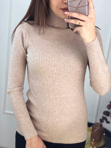 Damen Rollkragenpullover aus feinem Rippstrick EB