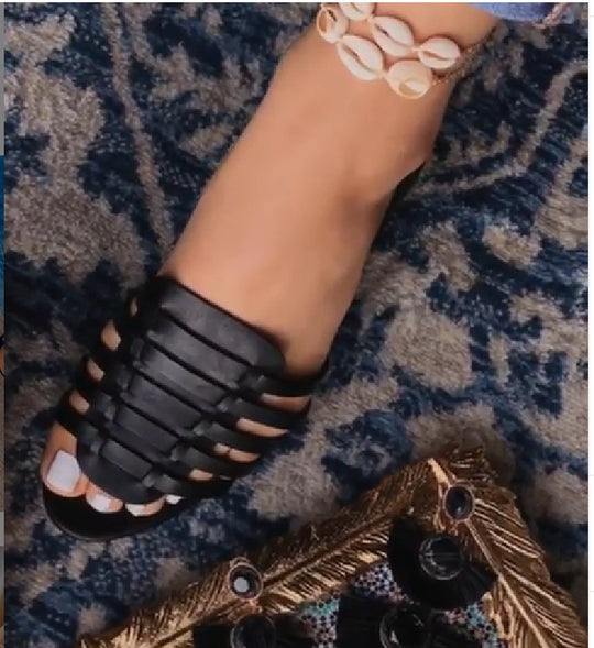 Damen modische Riemchensandalen mit strukturierter Oberflächentextur EB