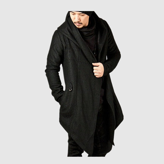 Herren lässiger Strickmantel mit ausdrucksstarkem Design und Kapuze EB