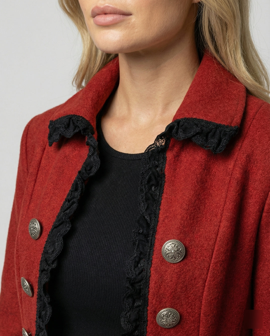 Damen historischer Kapuzenmantel mit eleganten Rüschen EB