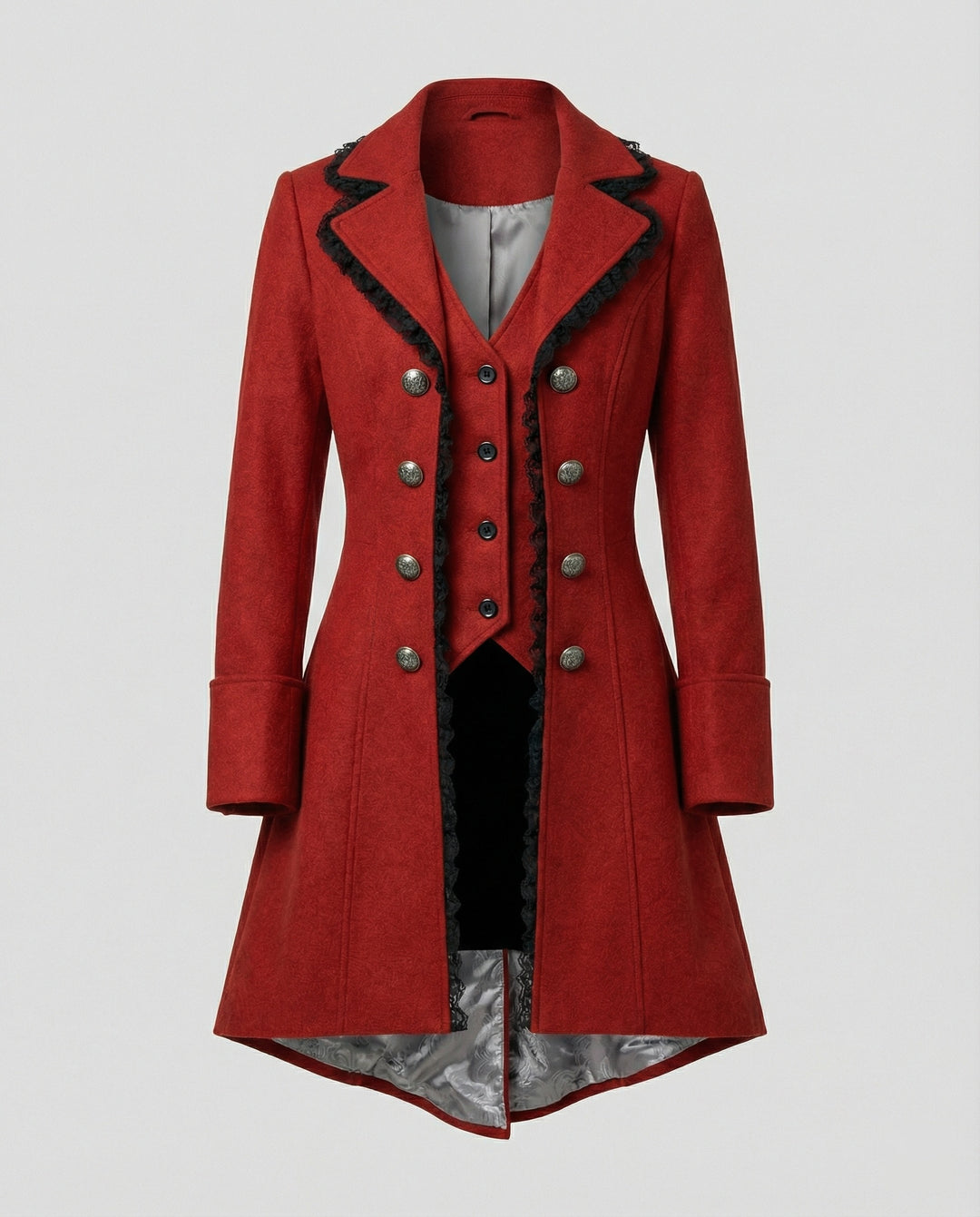 Damen historischer Kapuzenmantel mit eleganten Rüschen EB