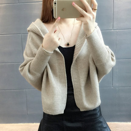 Damen Hübscher Strickcardigan mit Kapuze EB