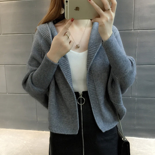 Damen Hübscher Strickcardigan mit Kapuze EB