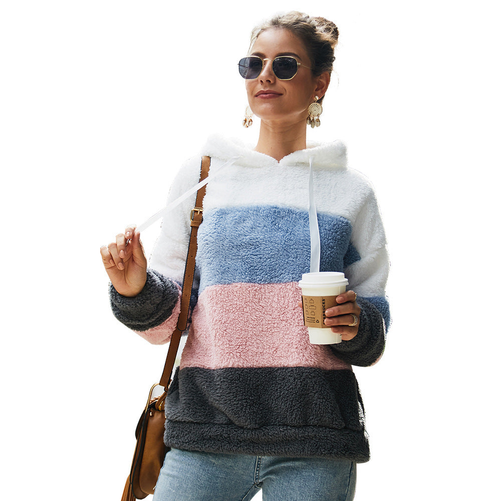 Damen Kuscheliger Fleece-Hoodie mit Farbblockdesign EB