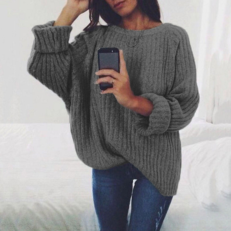 Damen Grobstrickpullover mit lässigem Schnitt und modischem Rippenmuster EB