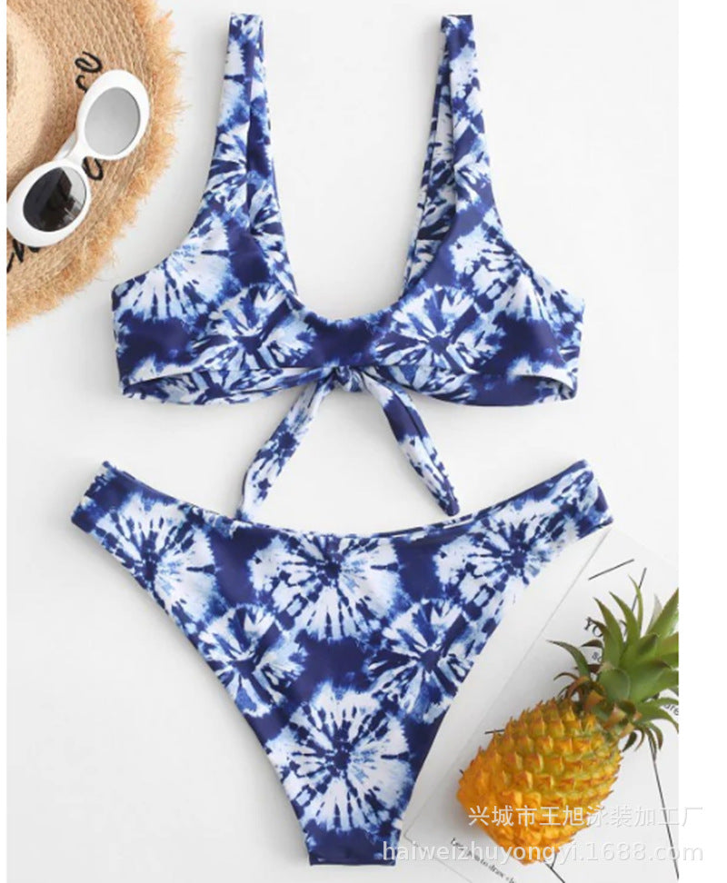 Damen Triangel-Bikini mit verspieltem Knoten-Design und hochwertigem Stoff EB