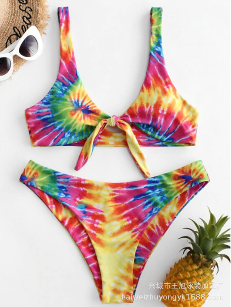 Damen Triangel-Bikini mit verspieltem Knoten-Design und hochwertigem Stoff EB