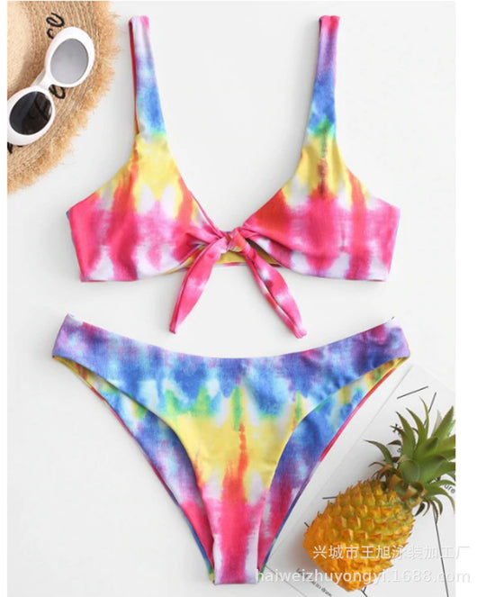 Damen Triangel-Bikini mit verspieltem Knoten-Design und hochwertigem Stoff EB
